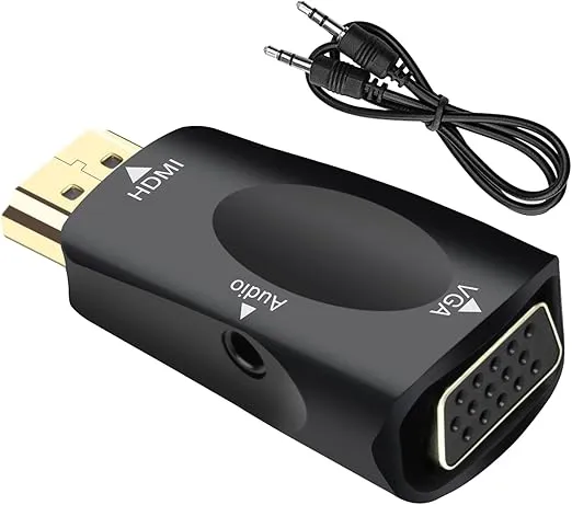 HDMI to VGA Adapter, Seminer Male Female with 3.5 mm Audio Jack Cable Compatible