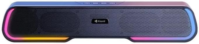 Kisonli LED-913 Portable Rechargeable Battery Powered Soundbar bluetooth gaming colorful light speaker with RGB light