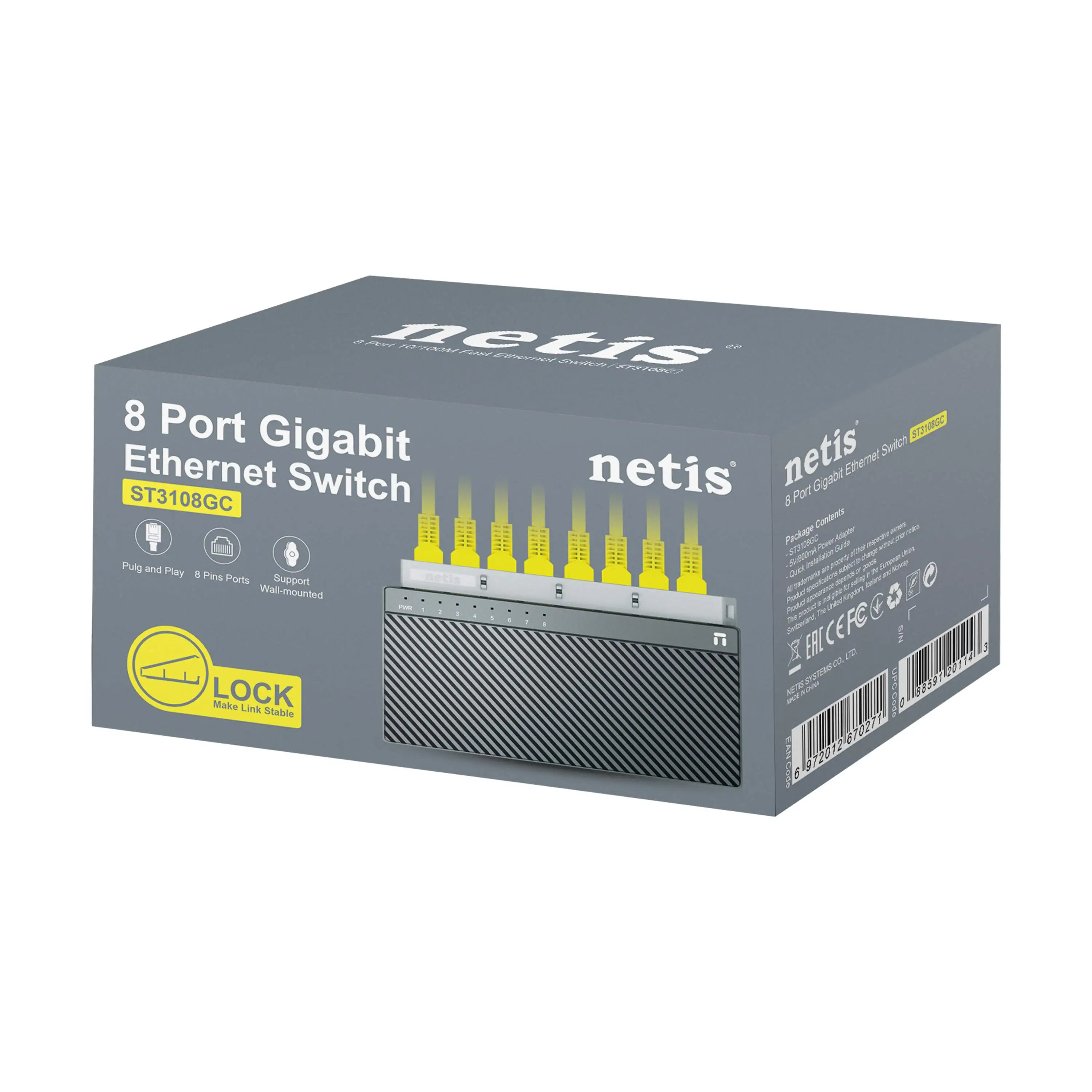 netis 8 Port 10/100/1000 Gigabit Ethernet Switch ST3108GC 