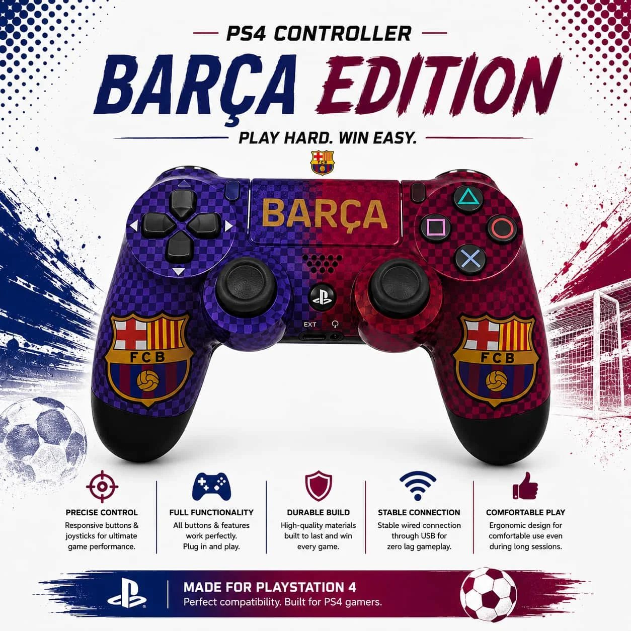 PS4 Barça Edition Controller – Football Inspired Gaming Gamepad