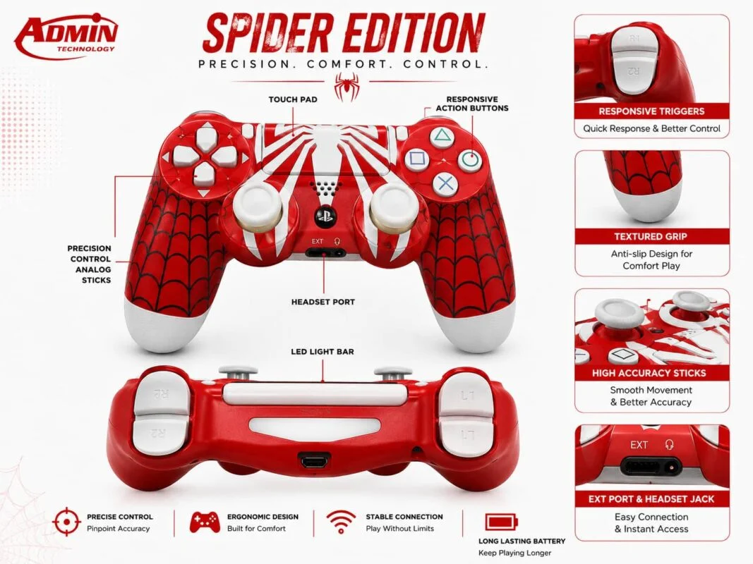 PS4 Spider Gamer Edition Controller – Ultimate Gaming Gamepad